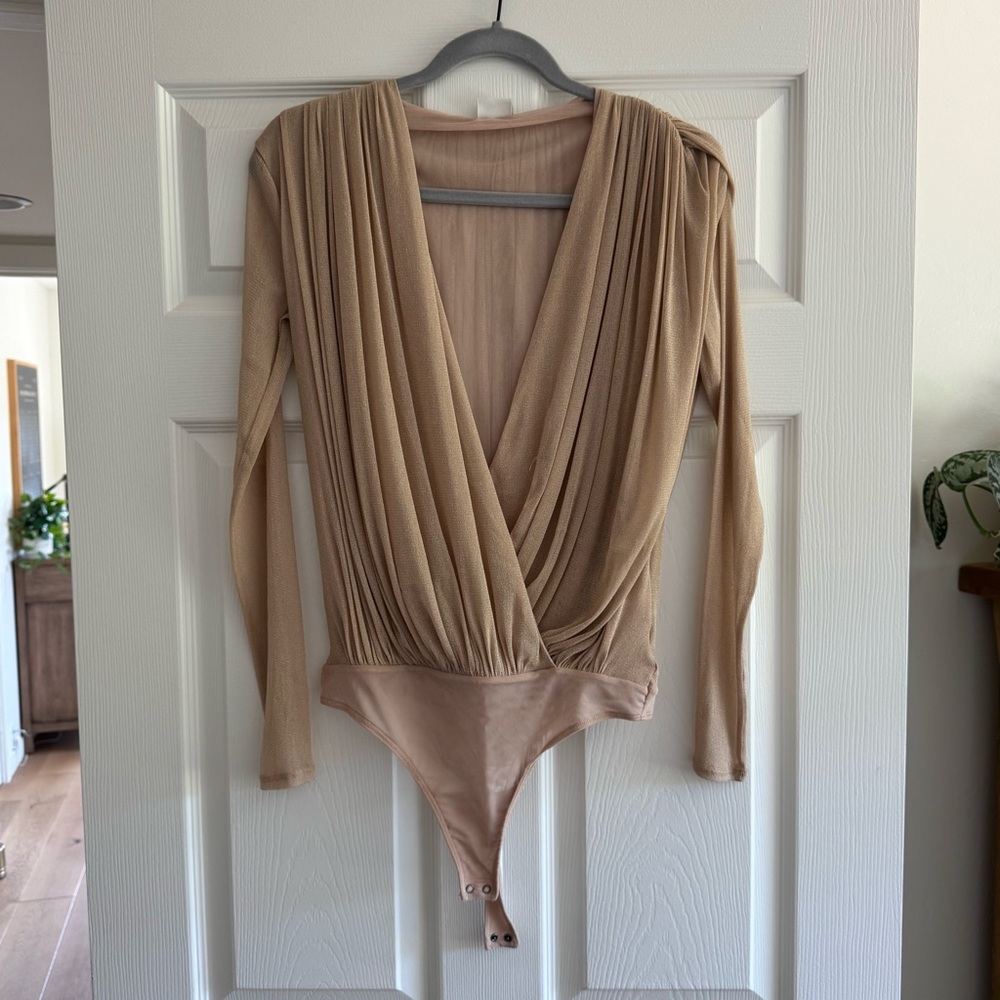 Elegant Tan Bodysuit Top